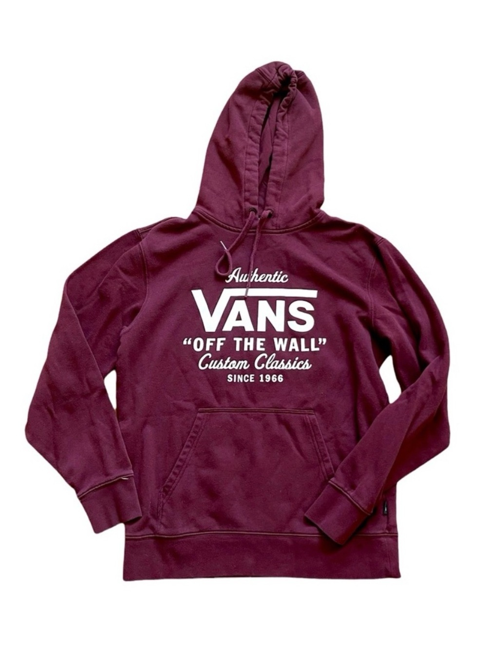 Unisex Vans Off The Wall Sweatshirt Hoodie  Maroon Long Sleeve Skate Gear Size S